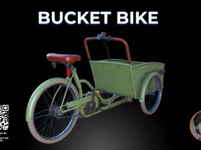 Industrial Cargo Tricycle - 3D Model Heavy-Duty Bucket Bike 3D model