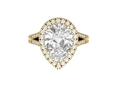 Pear Art Deco Ring 3D print model 2