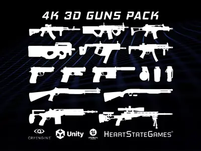 UltiHD 4K Mega Gun Pack - Game Ready Low-poly 3D model