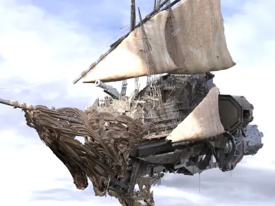 Gold Dragon airship 3D model