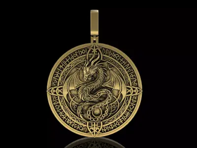 Dragon Circle Pendant 3D print model