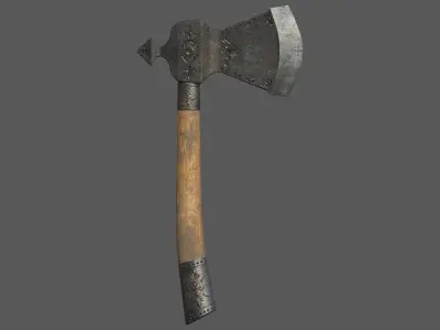 Iron Battle Ax Low-poly 3D model