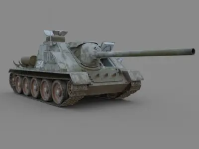 Su 100  tank destroyer  Soviet Winter camo Free 3D model