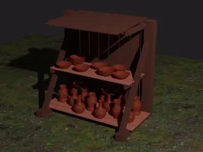 Shop pack in medieval style PBR Low poly game ready  Low-poly 3D model