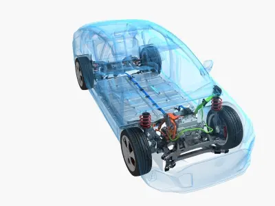Electric car chassis X-ray 3D model by qqpt2084