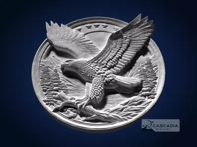 Eagle Emblem Round - CNC Router Carving Casting animal 3D print model