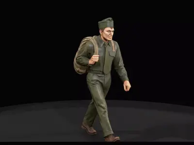 HO Passenger Figure 1950 Soldier Printable STL 3D print model