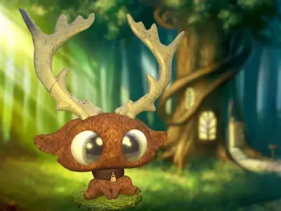 Cute fawn Low-poly 3D model