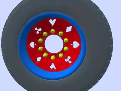 Poker face rims for semi truck and trailer 3D print model