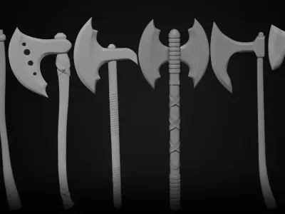 6 medieval axes Free 3D model