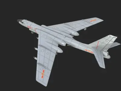 Xian H-6K Strategic Bomber H6K Tu-16 Tu16 Bomber Low-poly 3D model