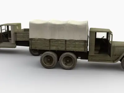 ZIS-5 truck Low-poly 3D model