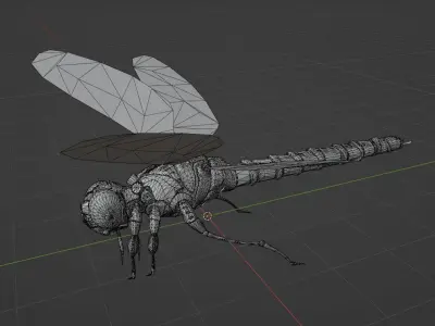 Cyber dragonfly robot Low-poly 3D model
