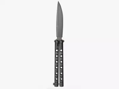 Balisong Butterfly Knife Black Low-poly 3D model