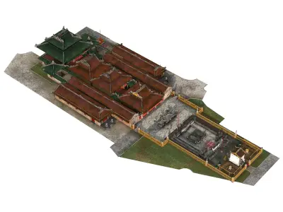 Ancient buildings Low-poly 3D model