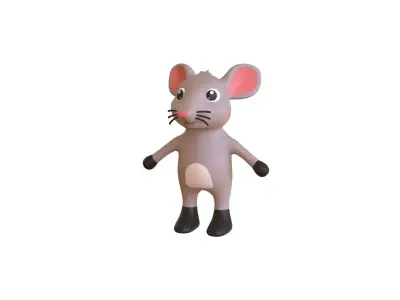 High-Quality 3D Cute Rat for Games Low-poly 3D model