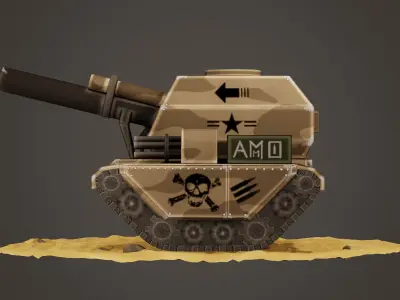 stylized Self-propelled artillery Low-poly 3D model
