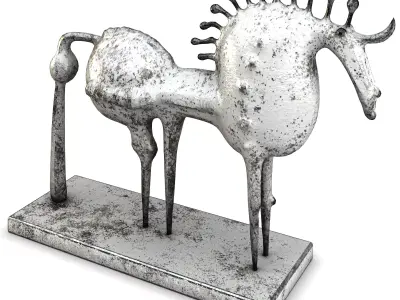 Abstract Metal Reindeer Sculpture Low-poly 3D model