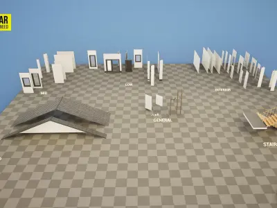 European Buildings  Residential - Town House A - Modular Low-poly 3D model