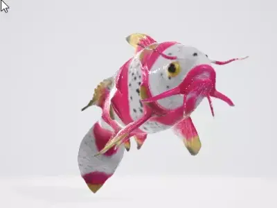 Red and White Fish 3D Asset Game Ready Model 3D model