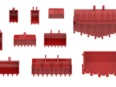 TwindBricks3D - 10 Technic Digger Bucket collection 3D print model