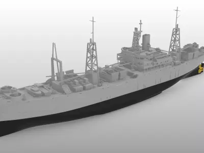 USS THUBAN  Andromeda class WW2 attack cargo ship print ready 3D print model