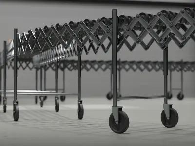 Extendable Skate Wheel Conveyor rigged for custom layout 3D model