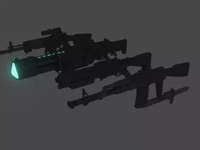 Futuristic Guns Low Poly Pack Low-poly 3D model