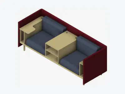 Sofa - Contemporary - Flame - Medium - Central Shelf Work Shelf Low-poly 3D model get