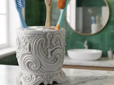 Steampunk Gear Design To Toothbrush Holder 3D print model