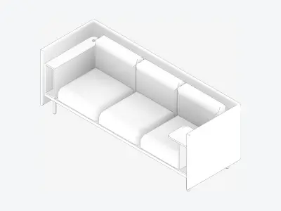 Sofa - Contemporary - Flame - Medium - Armrest Shelf Low-poly 3D model purchase