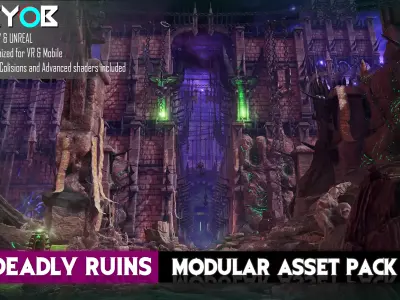 Deadly Ruins -  Modular low poly Unity and Unreal Pack Low-poly 3D model