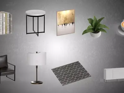 Modern Interior Scene 17 - Game Ready PBR Assets - FBX OBJ USDZ Low-poly 3D model