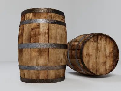 Wooden Barrels 3D model purchase