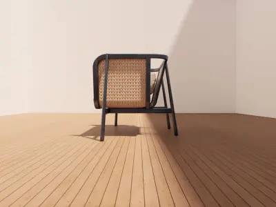 Industrial Lounge Armchair in Metal and Wood and Fabric  Low-poly 3D model