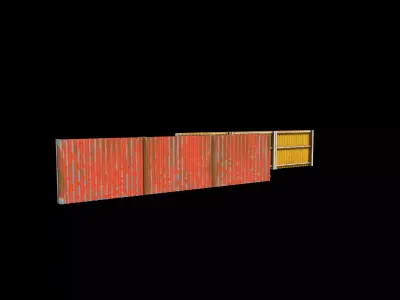 Modular corrugated fence 3D model