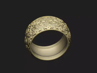 rose leaf floral metal band gift royal detail gothic lux soft 3D print model