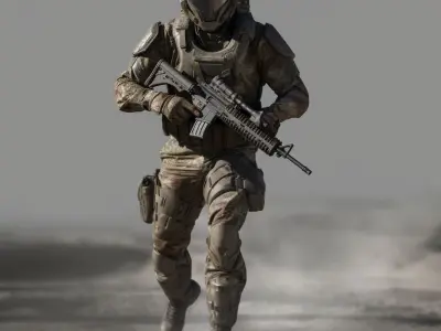 Special Forces Military Game Ready Soldier - UE4 Skeleton  Low-poly 3D model