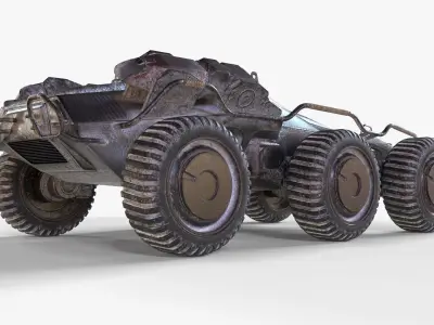 Futuristic  Armoured Vehicle 8 Wheel Sci-Fi Rover Snow and Sand 3D model