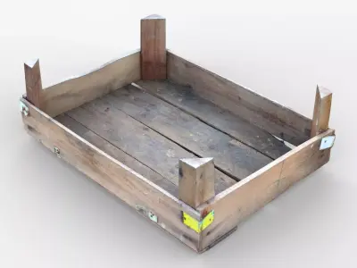 Wooden Crate Fruit Short Scan Low-poly 3D model