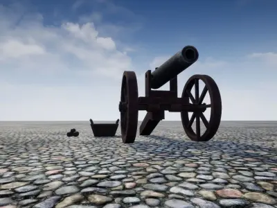 Cannon 01 Low-poly 3D model