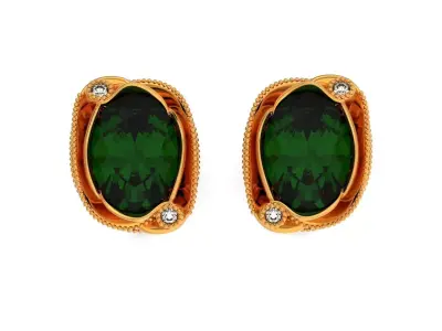 stud earrings with oval flower shaped 1452 3D print model