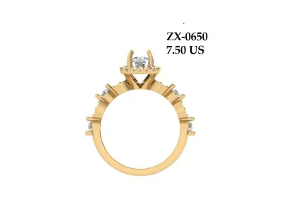 Solitaire Engagement Art Deco Ring 3D print model 58