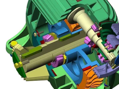Worm gear a sectoional 3D model
