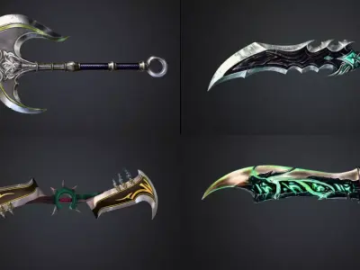 Game Weapons - Bundle pack of 4 3D print model