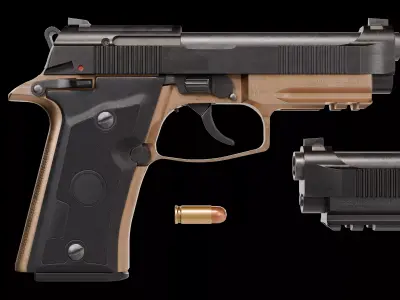 Beretta 80X Cheetah pistol Low-poly 3D model