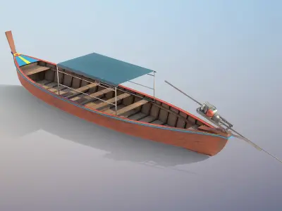 Long Tail Boat Low-poly 3D model