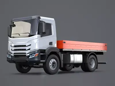 Realistic Flatbed Truck 3D model