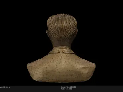Low Poly Bronze Statue Ataturk 2 Low-poly 3D model