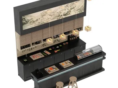 Sushi bar 3D model buy